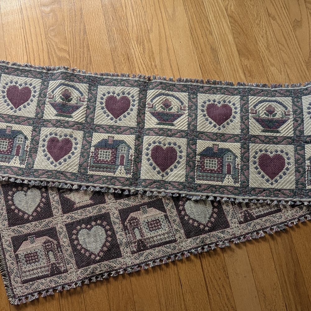 Vintage Woven Table Runner With Tags! Park B Smith Home Sweet Home